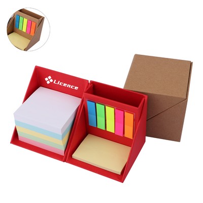 Foldable Paper Cubes Sticky Notes & Tabs Box W/ Pen Holder
